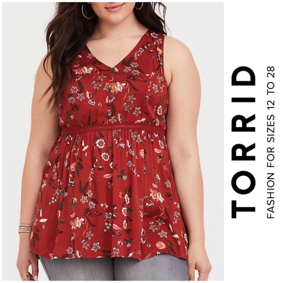 Torrid Ochre Floral Twill Babydoll Tunic Top 4X - Picture 16 of 16